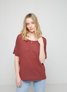 Flamed linen button back t-shirt - Tally