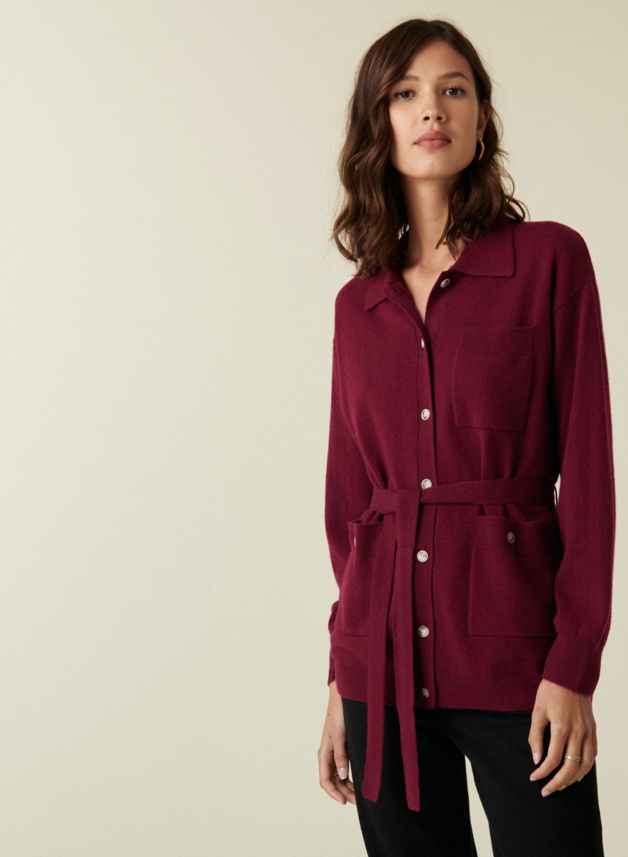 Buttoned cashmere jacket with polo collar - Clemence Buttoned cashmere jacket with polo collar - Clemence
