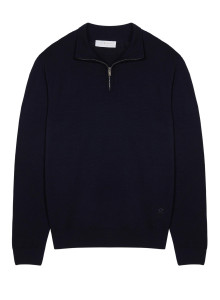 Pull col camionneur avec logo en laine mérinos - Ryan 7640 marine - 05 Bleu marine
