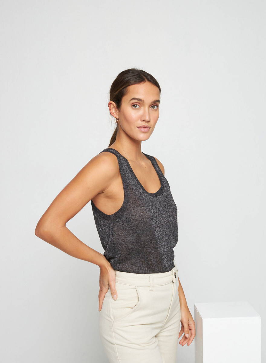 Round neck tank top with iridescent effect - Stella Round neck tank top with iridescent effect - Stella