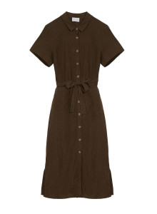 Robe chemise manches courtes en lin -Tori 7650 kaki - 83 Kaki