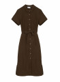 Robe chemise manches courtes en lin -Tori 7650 kaki - 83 Kaki