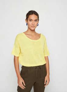Flamed linen button back t-shirt - Tally