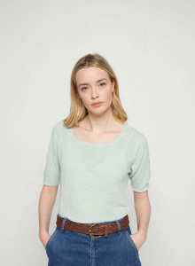 Flamed linen ribbed T-shirt - Tahissa