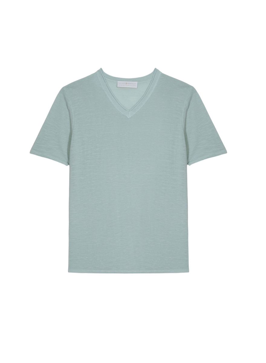 Slub linen V-neck T-shirt - Reuben Slub linen V-neck T-shirt - Reuben