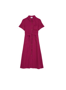  	Robe chemise manches courtes en lin -Tori 7681 pivoine - 26 Rose foncé