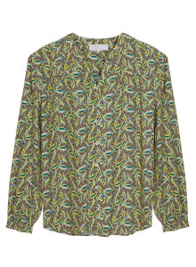 Chemisier manches longues à motifs en chaine et trame viscose - Seina 7723 kaki - 83 Kaki