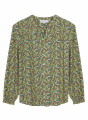Chemisier manches longues à motifs en chaine et trame viscose - Seina 7723 kaki - 83 Kaki