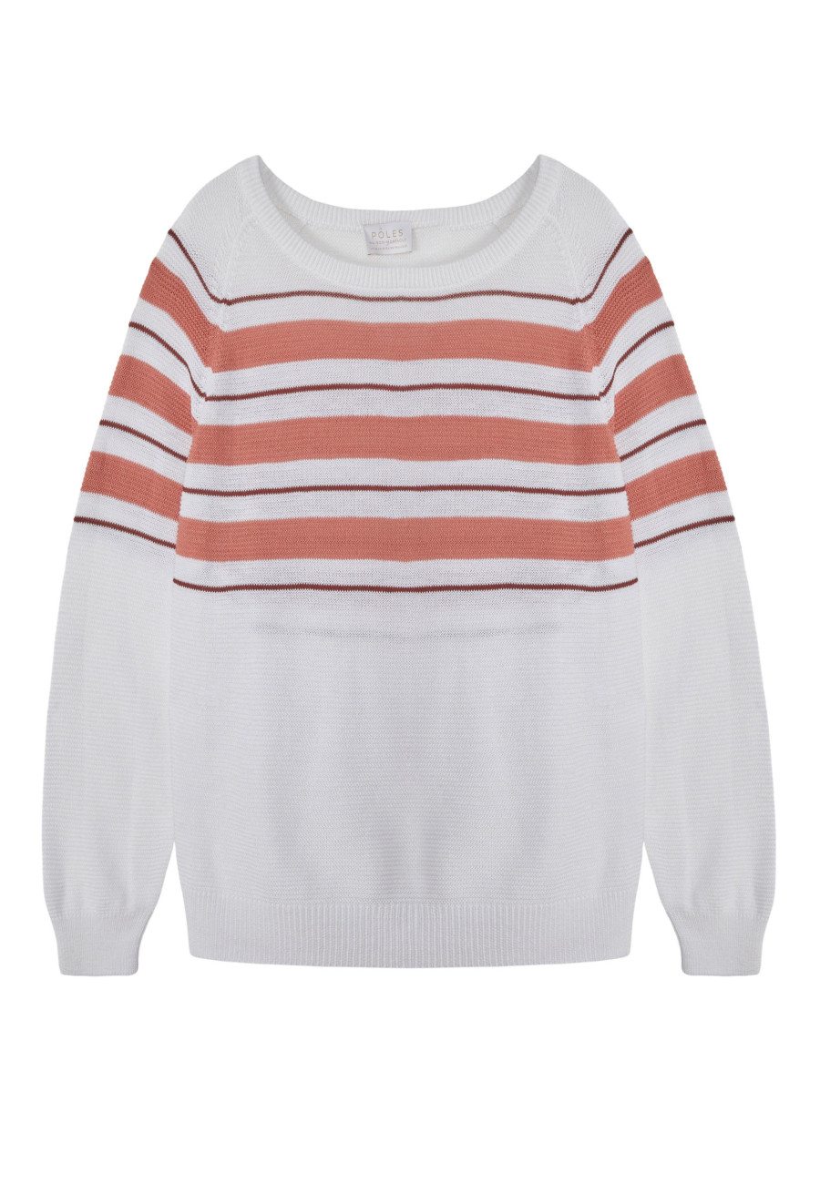 Pull ample rayé en lin flammé - Tael 7709 ecru/argile/blush - 02 Blanc Pull ample rayé en lin flammé - Tael 7709 ecru/argile/blush - 02 Blanc