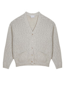 Gilet col V en coton et lin - Thais 7601 ecru - 82 Ecru
