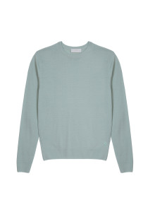 Pull col rond avec logo en laine mérinos - Eddie 7651 sauge - 23 Vert clair