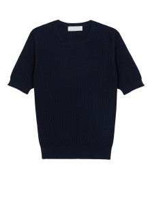  	T-shirt col rond en coton bio - Sidonie 7640 marine - 05 Bleu marine