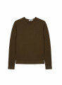 Pull col rond en laine mérinos finitions roulotées - Rythme 7650 kaki - 83 Kaki