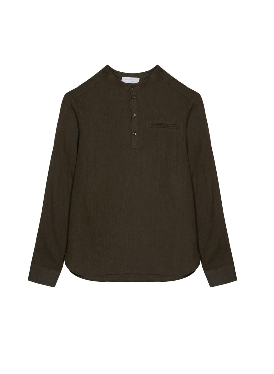 Linen shirt with tunisian collar - Romeo Linen shirt with tunisian collar - Romeo