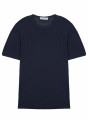  	T-shirt col rond en lin flammé - Renaud 7640 marine - 05 Bleu marine