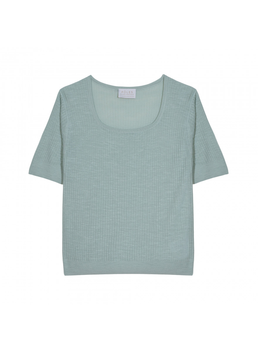 Flamed linen ribbed T-shirt - Tahissa Flamed linen ribbed T-shirt - Tahissa