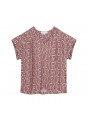 Short-sleeved patterned blouse in viscose warp and weft - Serena