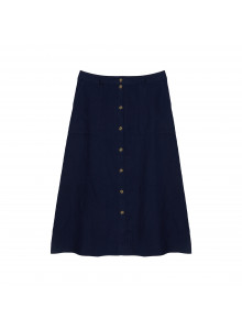Jupe longue à boutons en lin - Tourya 7640 marine - 05 Bleu marine