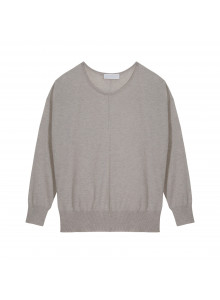Pull col rond en cachemire light - Soraya 7620 raphia - 13 Beige moyen