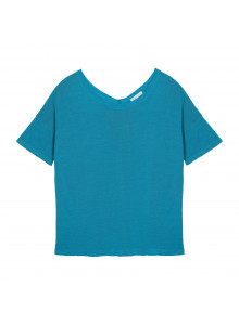 Flamed linen button back t-shirt - Tally