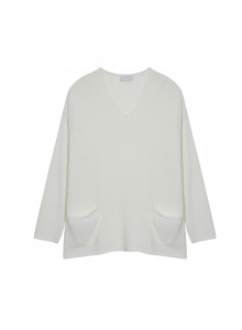 Oversized V-neck sweater in corallo - Telma