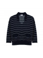 Pull ample col polo en lin - Tiara 7729 marine/ecru