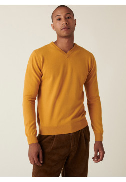 Pull col V en cachemire - Evann 7460 tournesol - 89 Moutarde