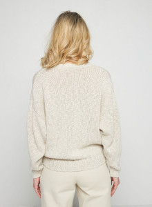 Gilet col V en coton et lin - Thais 7601 ecru - 82 Ecru