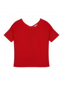 T-shirt boutonné dans le dos en lin flammé - Tally 7680 capucine - 15 Orange