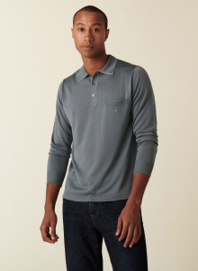  	Polo manches longues homme en Fil Lumière Boris 2188 metal - 10 Gris foncé