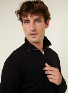Gilet zippé avec logo en laine mérinos - Estian