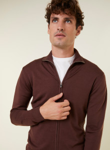 Zipped vest with logo in merino wool - Estian
