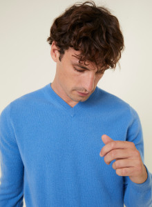 Pull col V en cachemire - Evann 7850 foret - 83 Kaki