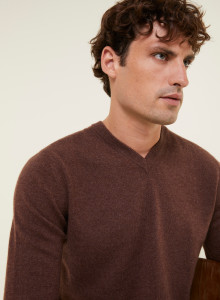 Pull col V en cachemire - Evann 7830 brun - 47 Marron foncé