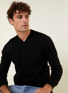 Pull col V en cachemire - Evann 7810 noir - 01 Noir