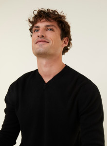Pull col V en cachemire - Evann 7810 noir - 01 Noir