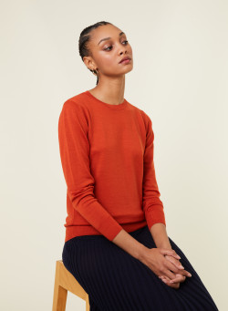 Pull col rond en laine mérinos - Asena 7870 ecureuil - 92 Rouille