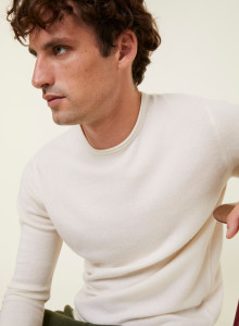 Pull col rond en cachemire finitions roulotées - Ernest
