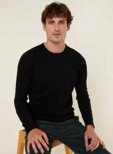 Round-neck cashmere sweater with rolled finishes - Ernest