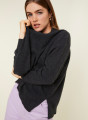 Pull ample à fentes col V en cachemire - Alienor 7813 ombre - 10 Gris foncé