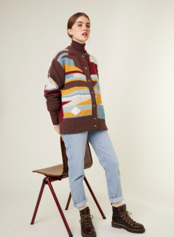 Long buttoned wool blend cardigan - Gloria