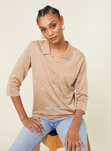 Polo Fil Lumière manches coudes à motifs - Emy