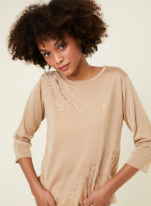 T-shirt manches coudes en Fil Lumière à motifs - Erica 4885 speculos - 13 Beige moyen
