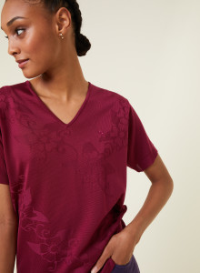 V-neck T-shirt Fil Lumière short sleeves patterned - Elise