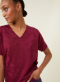 V-neck T-shirt Fil Lumière short sleeves patterned - Elise