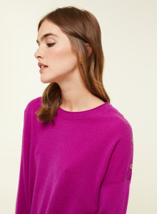 Loose-fit buttoned cashmere round-neck sweater - Acene