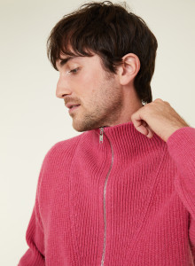 Pull col camionneur maille perlée en cachemire et laine recyclés - French