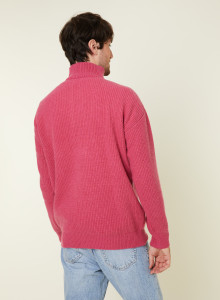 Pull col camionneur maille perlée en cachemire et laine recyclés - French
