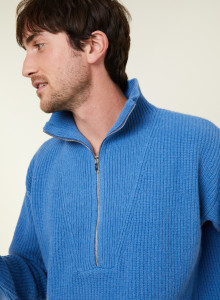 Recycled Wool and Cashmere Beaded Trucker Neck Sweater - English