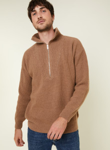 Recycled Wool and Cashmere Beaded Trucker Neck Sweater - English